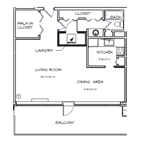 Crystal House Apartments in Arlington, Virginia Studio Floor Plan
